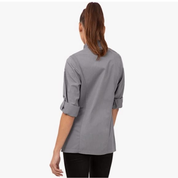 Chef Works Ladies Long Sleeve Chef Coat Jacket In Gray - Picture 3 of 8